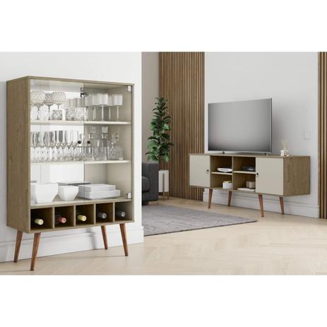 Conjunto Rack Estrela e Cristaleira Veneza Retrô Patrimar Móveis Demolição/Off White Menor preço em Conjunto Rack Estrela e Cristaleira Veneza Retrô Patrimar Móveis Demolição/Off White