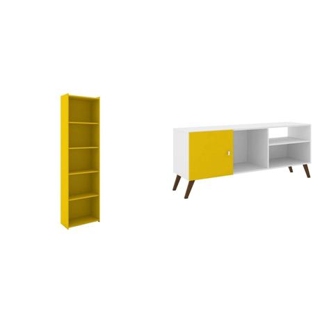Conjunto Rack para TV até 42 Polegadas e Estante Retrô MadeiraMadeira 380783 Amarelo/Branco - Movelbento é boa?
