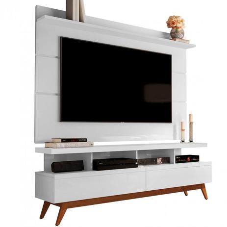 Conjunto Rack Vivare Wood e Painel para TV até 60 polegadas Vivare 1.6 Branco Móveis Germai Branco Menor preço em Conjunto Rack Vivare Wood e Painel para TV até 60 polegadas Vivare 1.6 Branco Móveis Germai Branco