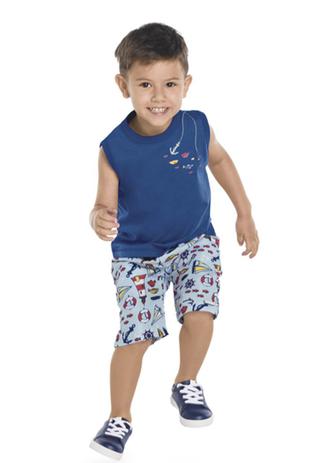 Conjunto Regata Bebê Menino Azul - Rovitex Menor preço em Conjunto Regata Bebê Menino Azul - Rovitex