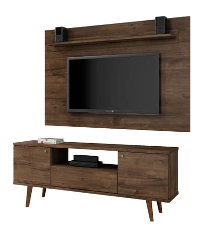 Conjunto retrô para TV 60pol. Rack/Painel Titânio Cacau JCM Movelaria Menor preço em Conjunto retrô para TV 60pol. Rack/Painel Titânio Cacau JCM Movelaria