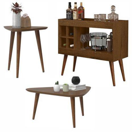 Conjunto Sala com Aparador Laguna / Mesa de Centro e Apoio Retrô Valentina - Malbec - Lojas Movex - Rpm móveis é boa?