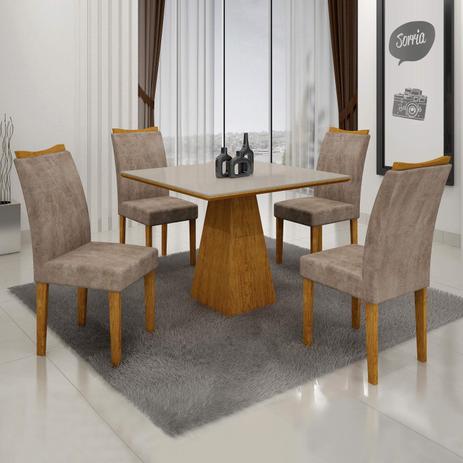 Menor preço em Conjunto Sala de Jantar 4 Cadeiras Itália Siena Móveis Imbuia Mel/Off White/Capuccino