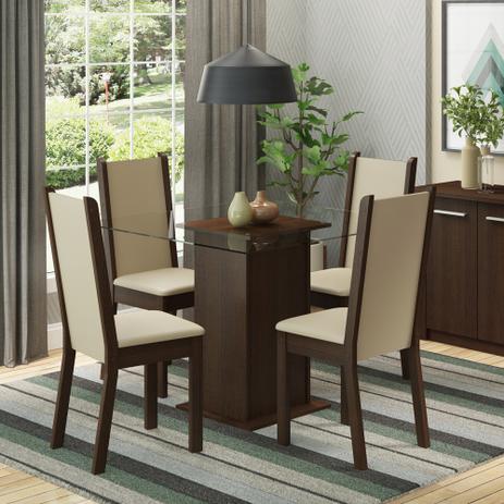 Conjunto Sala de Jantar Aline Madesa Mesa Tampo de Vidro com 4 Cadeiras Menor preço em Conjunto Sala de Jantar Aline Madesa Mesa Tampo de Vidro com 4 Cadeiras