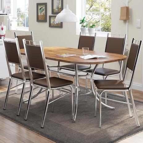 Conjunto Sala de Jantar Carraro Egeu com Mesa e 6 Cadeiras - Móveis Carraro Menor preço em Conjunto Sala de Jantar Carraro Egeu com Mesa e 6 Cadeiras - Móveis Carraro