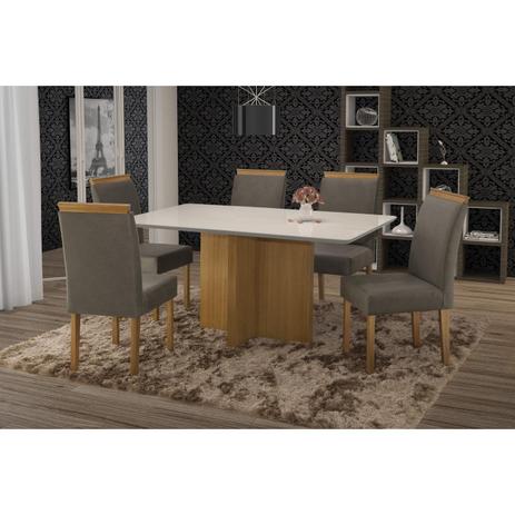 Menor preço em Conjunto Sala de Jantar  em Madeira Maciça Mesa Pérola 6 Cadeiras Amanda Siena Móveis Imbuia Natural/Suede 70