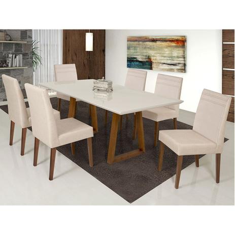 Conjunto Sala De Jantar Juventus mesa Com 6 Cadeiras De Madeira - Greice Móveis Menor preço em Conjunto Sala De Jantar Juventus mesa Com 6 Cadeiras De Madeira - Greice Móveis