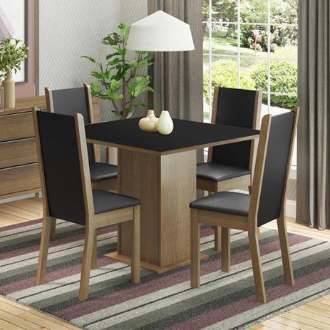 Conjunto Sala de Jantar Madesa Alana Mesa Tampo de Madeira com 4 Cadeiras - Rustic/Preto Menor preço em Conjunto Sala de Jantar Madesa Alana Mesa Tampo de Madeira com 4 Cadeiras - Rustic/Preto