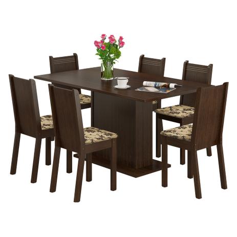 Conjunto Sala de Jantar Madesa Megan Mesa Tampo de Madeira com 6 Cadeiras Menor preço em Conjunto Sala de Jantar Madesa Megan Mesa Tampo de Madeira com 6 Cadeiras