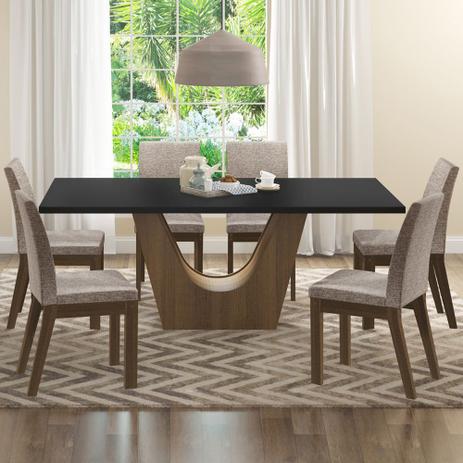 Conjunto Sala de Jantar Madesa Olivia Mesa Tampo de Madeira com 6 Cadeiras Menor preço em Conjunto Sala de Jantar Madesa Olivia Mesa Tampo de Madeira com 6 Cadeiras