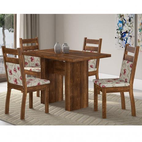Conjunto Sala de Jantar Mesa Retangular Tampo MDF e 4 Cadeiras Urca Sonetto Móveis Rústico Menor preço em Conjunto Sala de Jantar Mesa Retangular Tampo MDF e 4 Cadeiras Urca Sonetto Móveis Rústico