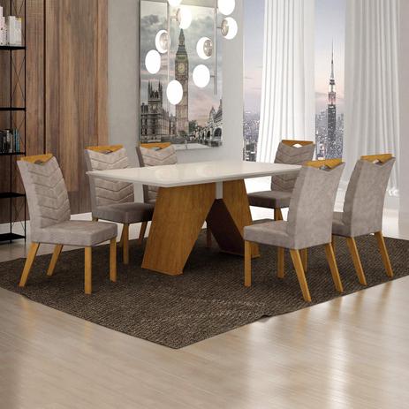 Conjunto de Mesa para Sala de Jantar Ana com 8 Cadeiras Alice-Cimol -  Savana / Offwhite / Joli no Shoptime