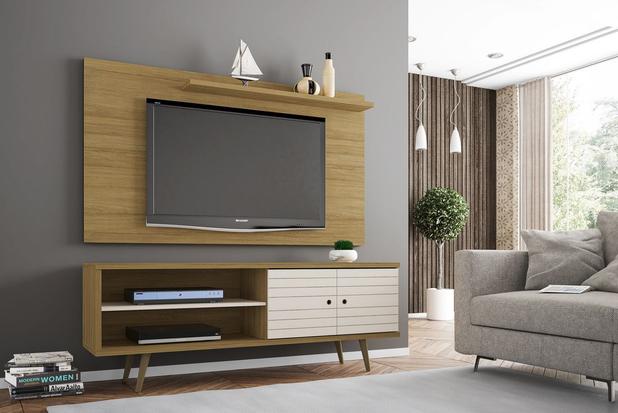 Conjunto Sala Rack Onix com Painel Chanel p/TV 55" Cinamomo com Offwhite - Moveis Bechara Menor preço em Conjunto Sala Rack Onix com Painel Chanel p/TV 55" Cinamomo com Offwhite - Moveis Bechara