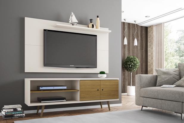 Conjunto Sala Rack Onix com Painel Chanel p/TV 55quot Offwhite - Moveis bechara Menor preço em Conjunto Sala Rack Onix com Painel Chanel p/TV 55quot Offwhite - Moveis bechara