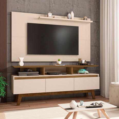 Conjunto Sala TV Rack Rubi 3 Portas Painel Chanel 55 Pol. - Moveis Bechara Menor preço em Conjunto Sala TV Rack Rubi 3 Portas Painel Chanel 55 Pol. - Moveis Bechara