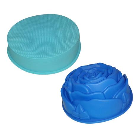 Conjunto Silicone Cozinha 2 Forma Doce Torta Flor Redonda Azul (kit2-sili-6-11) - Braslu Menor preço em Conjunto Silicone Cozinha 2 Forma Doce Torta Flor Redonda Azul (kit2-sili-6-11) - Braslu