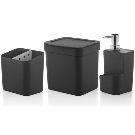 Conjunto Sobre Pia Lixeira 2,5L Dispenser Detergente Porta Talheres - Ou Menor preço em Conjunto Sobre Pia Lixeira 2,5L Dispenser Detergente Porta Talheres - Ou