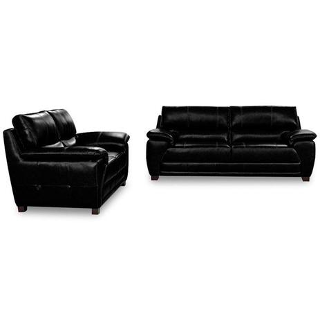 Conjunto Sofá 2 E 3 Lugares Sidney Couro Preto Mempra Conjunto Sofá 2 E 3 Lugares Sidney Couro Preto Mempra
