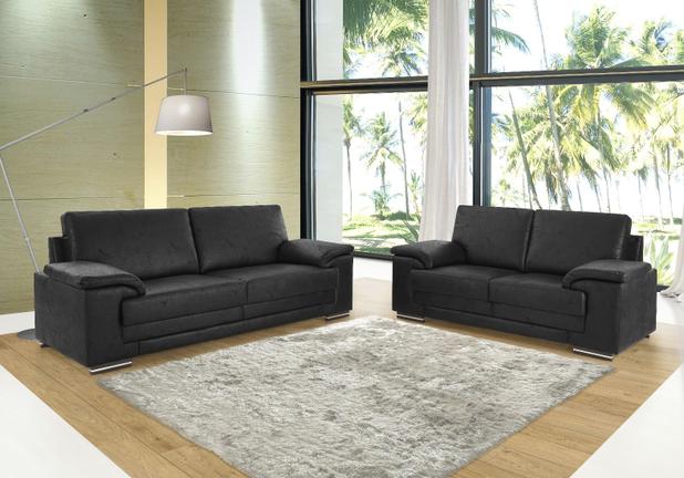 Conjunto Sofá 2 E 3 Lugares Tecido Sintético New Bull Encanthus Preto - Hellen - Hellen colchões e estofados é ruim? Conjunto Sofá 2 E 3 Lugares Tecido Sintético New Bull Encanthus Preto - Hellen - Hellen colchões e estofados é boa?