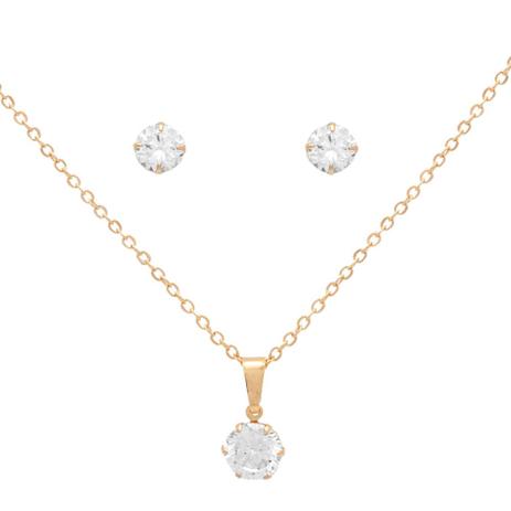 Conjunto Solitário Zircônia - Drusi semi joias Menor preço em Conjunto Solitário Zircônia - Drusi semi joias