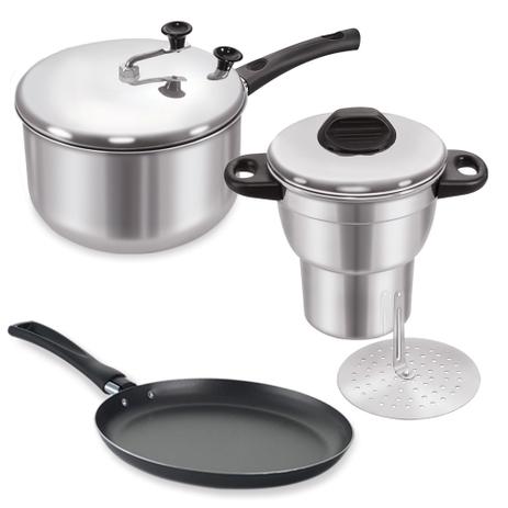 Conjunto Tapioqueira Cuscuzeiro Pipoqueira Alumínio Polido - Alumínio oliveira é ruim? Conjunto Tapioqueira Cuscuzeiro Pipoqueira Alumínio Polido - Alumínio oliveira é boa?