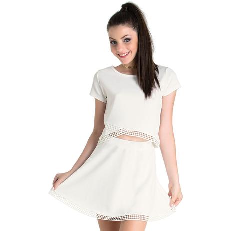 Conjunto Teen Feminino Blusa + Saia Amora Menor preço em Conjunto Teen Feminino Blusa + Saia Amora