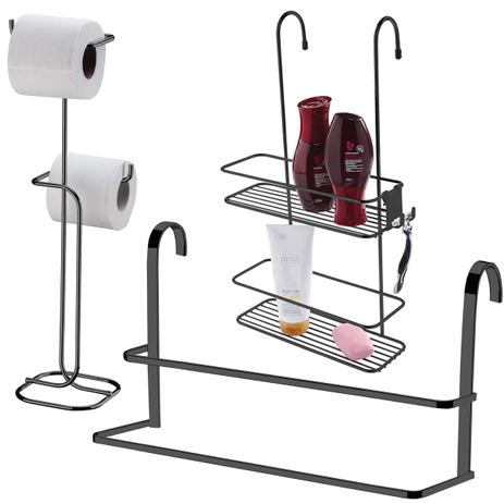 Conjunto Toalheira de Box Suporte Para Shampoo Papeleira de Chão - Future Menor preço em Conjunto Toalheira de Box Suporte Para Shampoo Papeleira de Chão - Future