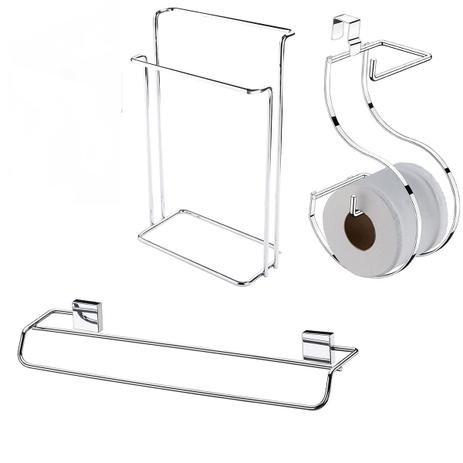 Conjunto Toalheiro, suporte para papel higiênico e suporte para toalha - Future Menor preço em Conjunto Toalheiro, suporte para papel higiênico e suporte para toalha - Future