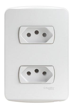 Conjunto tomada dupla 2P tomada 10A 250V Miluz branco Schneider Menor preço em Conjunto tomada dupla 2P tomada 10A 250V Miluz branco Schneider