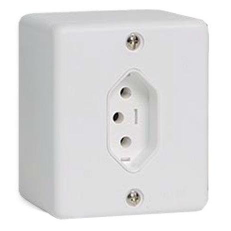 Conjunto tomada fixa 2p+t bipolar+cx sobrepor 250v placa 4x2 - Ilumi Menor preço em Conjunto tomada fixa 2p+t bipolar+cx sobrepor 250v placa 4x2 - Ilumi