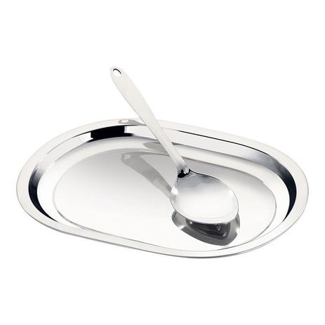 Conjunto Travessa Inox Com Colher Art House Menor preço em Conjunto Travessa Inox Com Colher Art House