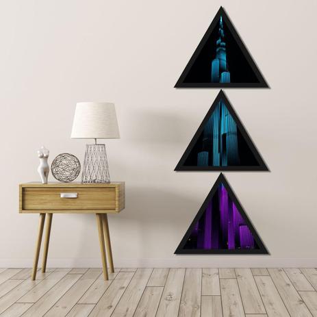 Conjunto Trio de Quadros Formato Triângulos Burj Khalifa 43x115cm - Decore pronto Menor preço em Conjunto Trio de Quadros Formato Triângulos Burj Khalifa 43x115cm - Decore pronto