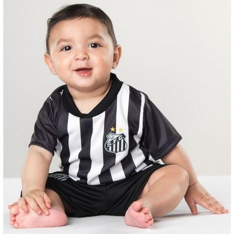Conjunto Uniforme Bebê Infantil Santos Oficial - Torcida baby Menor preço em Conjunto Uniforme Bebê Infantil Santos Oficial - Torcida baby