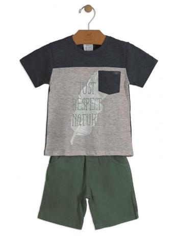 Menor preço em Conjunto Up Baby 2 peças Camiseta Curta e Bermuda Just Respect Cinza