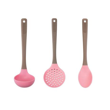 Conjunto Utensílios 3 Peças Silicone Candy Rosa Colher Concha Escumadeira - Art house Menor preço em Conjunto Utensílios 3 Peças Silicone Candy Rosa Colher Concha Escumadeira - Art house