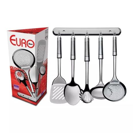 Conjunto Utensilios De Cozinha Inox Com Barra - Euro - 6 Pçs Menor preço em Conjunto Utensilios De Cozinha Inox Com Barra - Euro - 6 Pçs