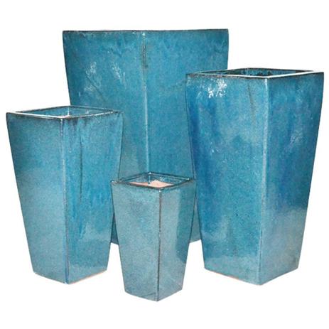 Conjunto Vasos Cerâmica Vietnamita Retangular Azul - Decorafast Menor preço em Conjunto Vasos Cerâmica Vietnamita Retangular Azul - Decorafast