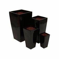 Conjunto Vasos Cerâmica Vietnamita Retangular Preto - Decorafast Menor preço em Conjunto Vasos Cerâmica Vietnamita Retangular Preto - Decorafast