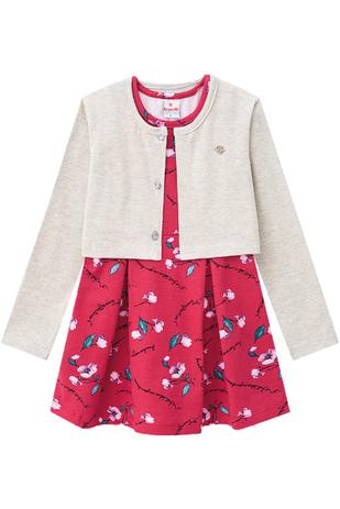 Conjunto Vestido e Bolero Infantil Menina Vermelho - Brandili Menor preço em Conjunto Vestido e Bolero Infantil Menina Vermelho - Brandili