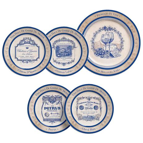 Conjunto Vinho Pratos Decorativos Ceramica 5 peças - Scalla Menor preço em Conjunto Vinho Pratos Decorativos Ceramica 5 peças - Scalla