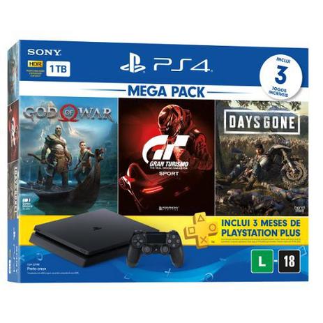 Console playstation 4 - mega pack 12 - c/ 3 jogos, 1 joystick, 3 meses ps+ sony Menor preço em Console playstation 4 - mega pack 12 - c/ 3 jogos, 1 joystick, 3 meses ps+ sony