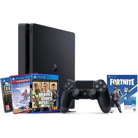 Console PS4 Sony 1TB Preto CUH-2214B com GTA 5 - Days Gone - Horizon - Fortnite Menor preço em Console PS4 Sony 1TB Preto CUH-2214B com GTA 5 - Days Gone - Horizon - Fortnite