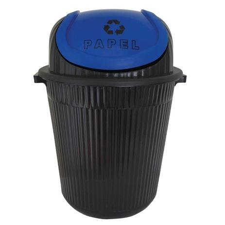 Container de lixo lixeira 28 litros para coleta seletiva papel azul com tampa basculante - Antares Menor preço em Container de lixo lixeira 28 litros para coleta seletiva papel azul com tampa basculante - Antares