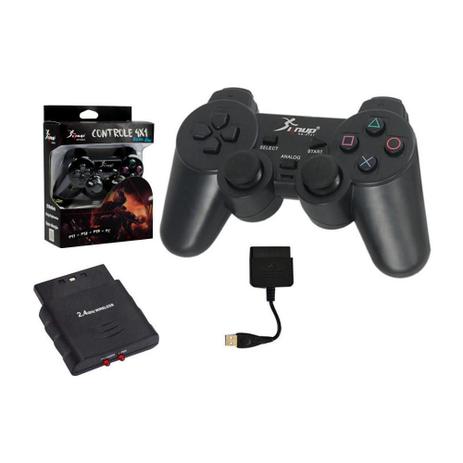 Controle Dualshock Analogico PS2 e 3 PC USB Wireless 2.4G KP-5423 KP-5423 KNUP Menor preço em Controle Dualshock Analogico PS2 e 3 PC USB Wireless 2.4G KP-5423 KP-5423 KNUP