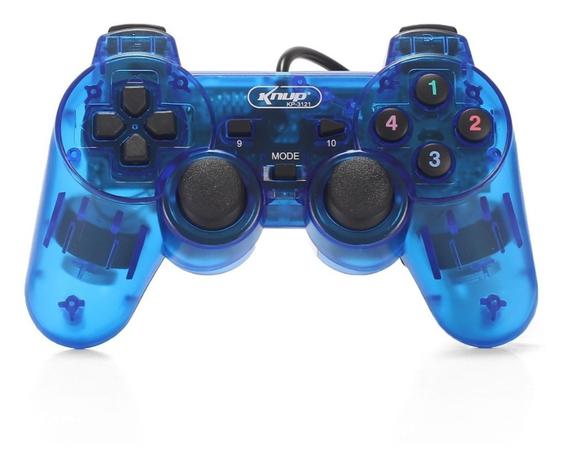 Controle Joystick Analógico e Digital USB Knup - KP-3121 Azul Menor preço em Controle Joystick Analógico e Digital USB Knup - KP-3121 Azul