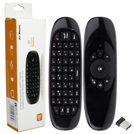 Controle Mini Teclado Air Mouse Wireless Sem Fio Android Pc Tv C120 Preto - S/m Menor preço em Controle Mini Teclado Air Mouse Wireless Sem Fio Android Pc Tv C120 Preto - S/m