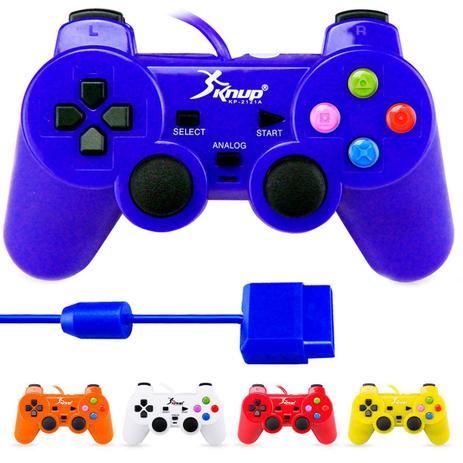 CONTROLE PARA PS2 COM FIO Cores Variadas - KP-2121A - Knup Menor preço em CONTROLE PARA PS2 COM FIO Cores Variadas - KP-2121A - Knup