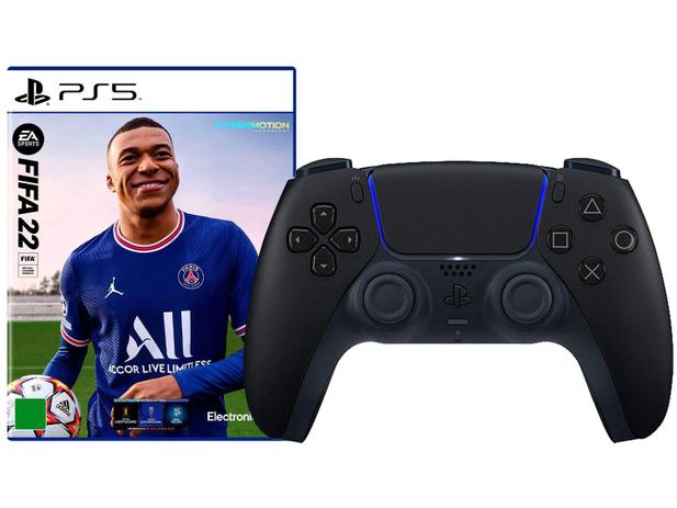 Controle para PS5 sem Fio DualSense Sony - Midnight Black + FIFA 22 para PS5  Electronic Arts - Outros Games - Magazine Luiza