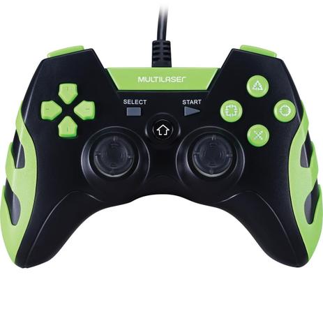 Controle PS3/PS2/PC Multilaser JS081 Preto e Verde Menor preço em Controle PS3/PS2/PC Multilaser JS081 Preto e Verde
