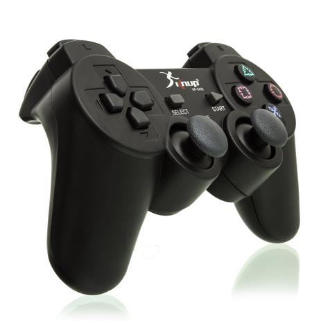Controle Sem Fio 4 x 1 Knup KP-5423 PC PS1 PS2 PS3 10 Botões Sistema de Vibração Preto Menor preço em Controle Sem Fio 4 x 1 Knup KP-5423 PC PS1 PS2 PS3 10 Botões Sistema de Vibração Preto